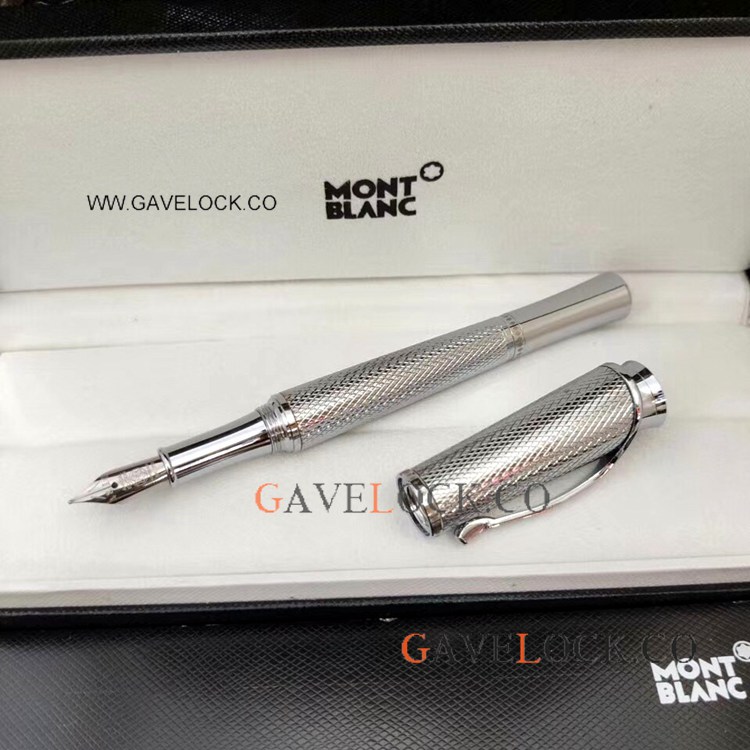 Best Clone Montblanc Princesse Grace de Monaco Fountain & Rollerball Silver Pen